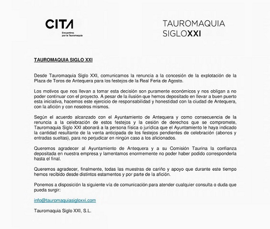 antequera comunicado